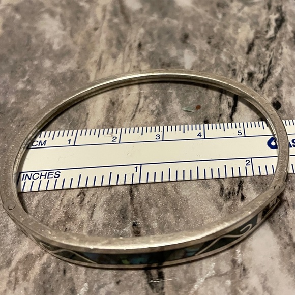 Taxco Silver and Abalone vintage hinge bracelet - Picture 3 of 3